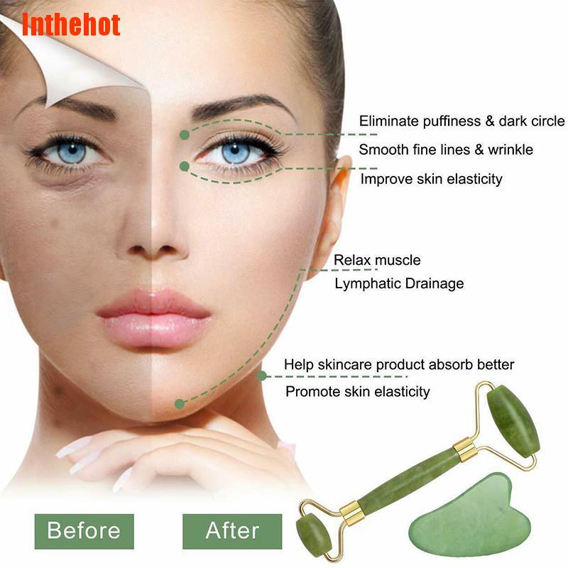 Bộ Sản Phẩm Massage Bao Gồm Cây Lăn Và Đá Ngọc Bích Giúp Thư Giãn Hiệu Quả