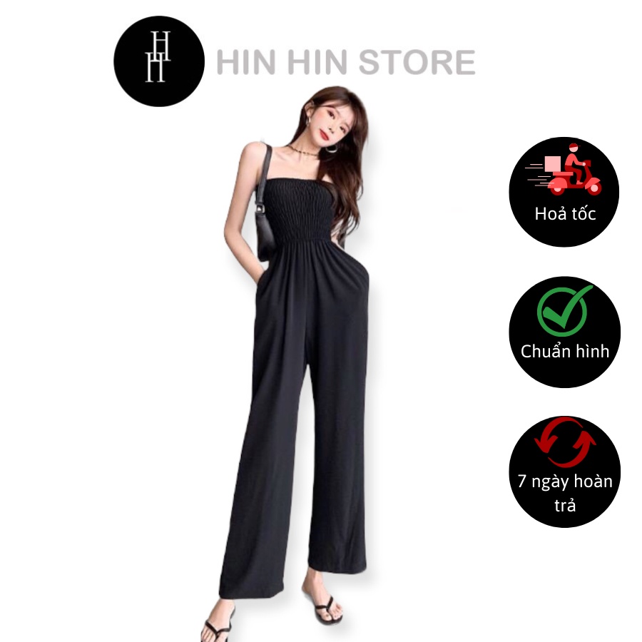 Jumpsuits hai dây ống rộng màu đen nữ HS126 Hỉn Hỉn Store