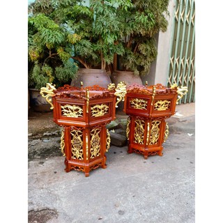 Cặp đèn lồng gỗ hương (kt 46 x 46 cm)