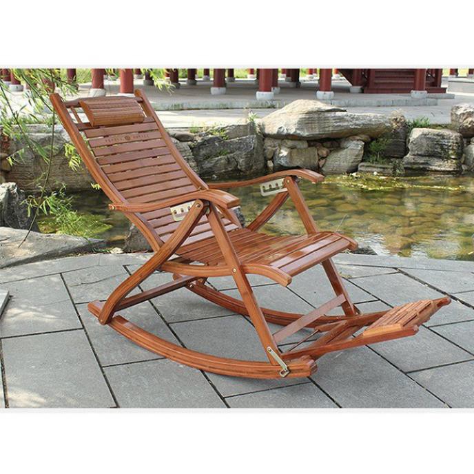 Ghế bập bênh thư giãn bằng gỗ - Ghế xếp tựa lưng nằm bập bênh