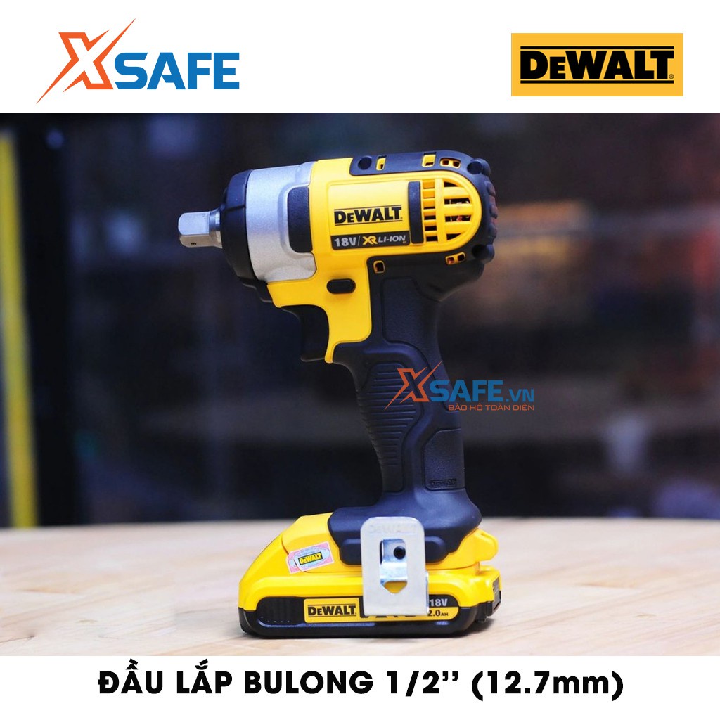 Máy siết bulong cầm tay DEWALT DCF880D2-B1 dùng pin 18V, đầu lắp bu lông 1/2inch, kèm 2 pin 2Ah, 1 sạc - chính hãng