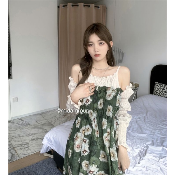 [ORDER] Đầm rớt vai hoa vintage xinh xắn