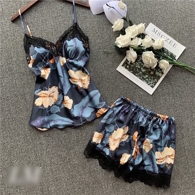Bộ ngủ lụa hoa to