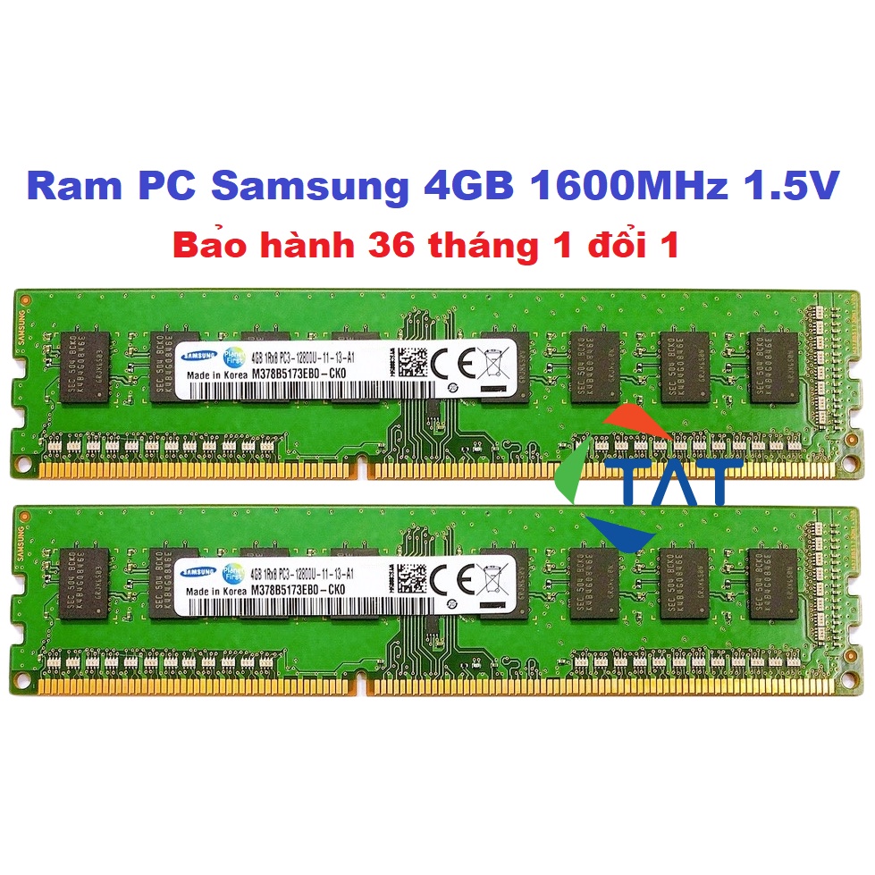 Ram PC Samsung 4GB DDR3 1600MHz PC3-12800U 1.5V Chính Hãng - Bảo hành 36 tháng