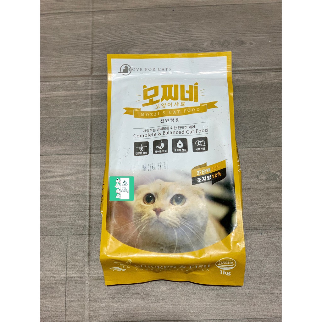 Hạt Mozzi 's Cat Hàn Quốc dành cho Mèo mọi lứa tuổi 1kg túi hãng