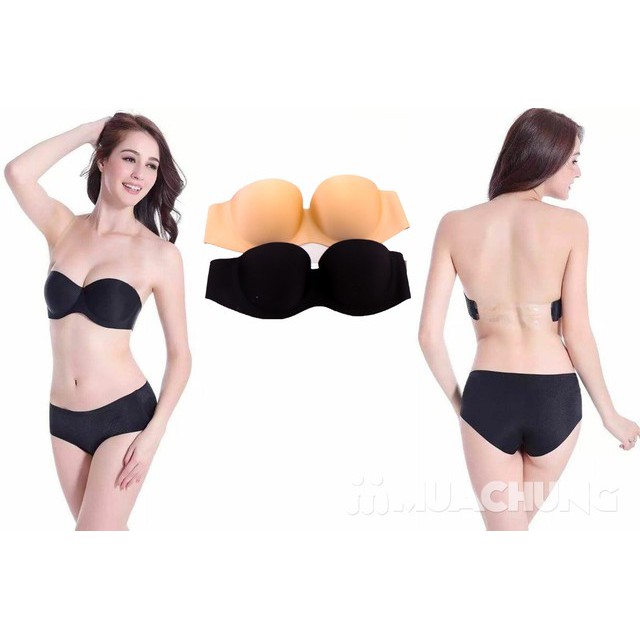 Áo Lót Đúc Su Không Dây, Không Gọng Kèm Dây Quai Trong (Mặc Váy Cúp Ngực, Hở Lưng)