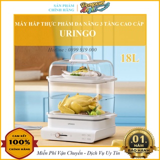 [Chính hãng] Nồi hấp thực phẩm 3 tầng URINGO 18L màu trắng, hơi nước nhiều ,chín nhanh, bảo hành 12 tháng