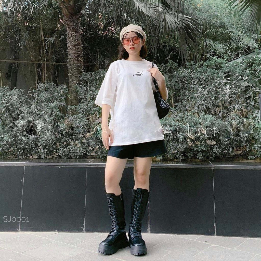 Bộ đồ quần đùi RUBY HOUSE86 áo thun tay lỡ Buma form rộng cá tính Ulzzang, áo chất cotton from 65kg