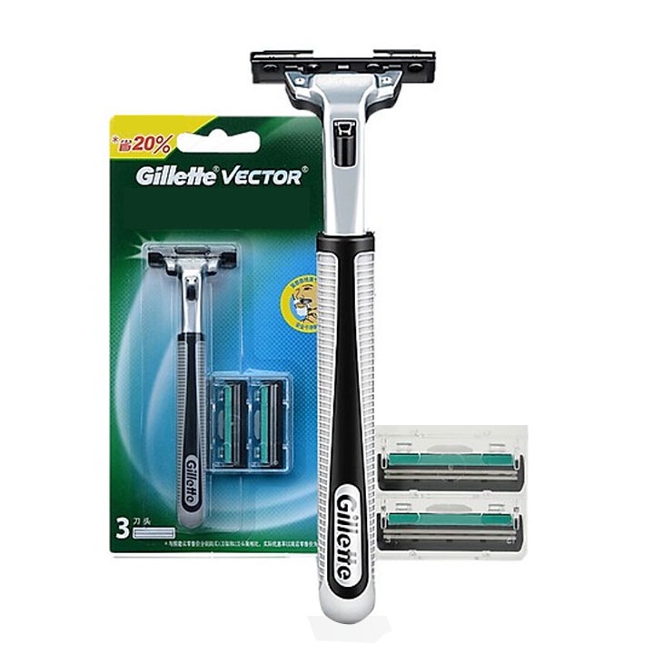 bộ dao cạo râu Gillette Vector 2 lưỡi có chất bôi trơn