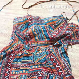 [HÀNG THIẾT KẾ] Maxi thổ cẩm đan lưng (có ảnh thật)