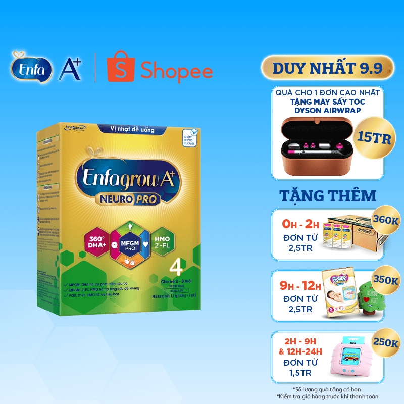 Sữa bột Enfagrow A+ Neuropro 4 - FL HMO Vị Nhạt Dễ Uống – 1.1kg