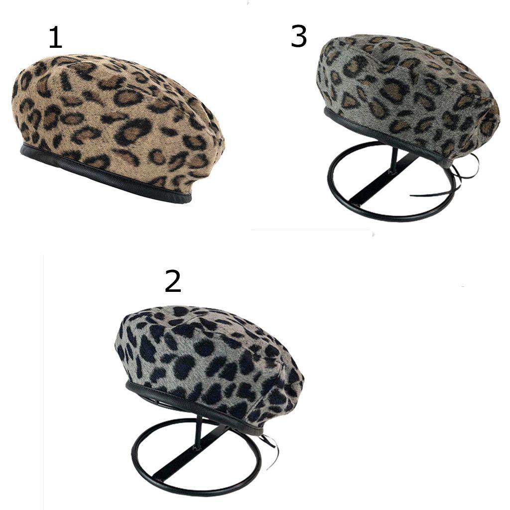 YEW Mũ Beret Họa Tiết Da Báo Phong Cách Retro Dành Cho Nữ