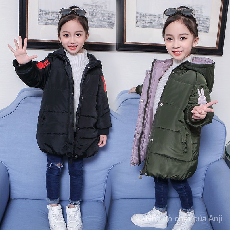 Girls Clothing Thick Cotton Children Hooded Jacket Warm Cotton Girl Student Cartoon Clothing Cotton