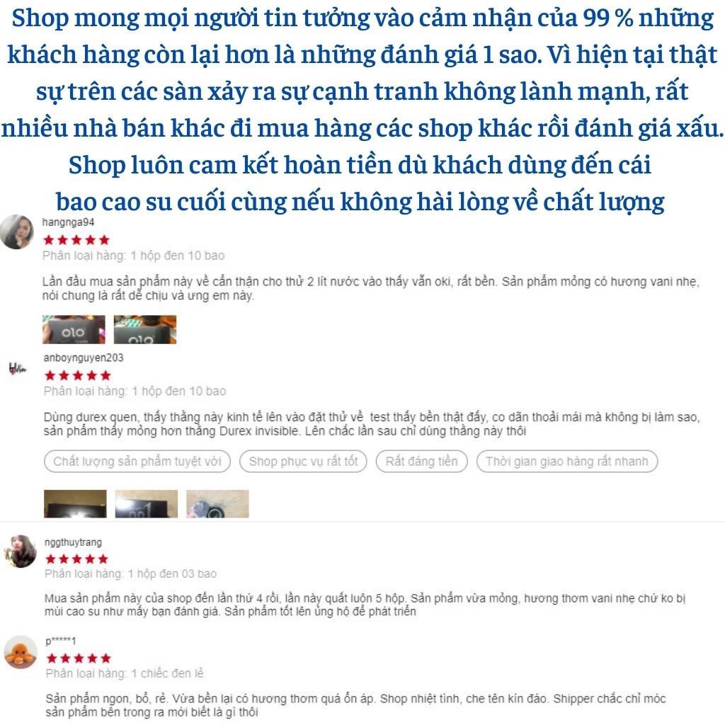 Bao cao su OZO 0.01 Đen Feeling Ultrathin siêu mỏng, hương vani, nhiều gel bôi trơn - Hộp 10 bcs - olo store