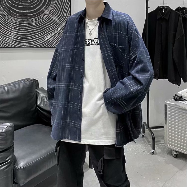 Áo Khoác Sơ Mi Dài Tay Dáng Rộng ́o Phong Cách Hồng Kông Thời Trang Mùa Thu Cho Nam ́o Khoác Rộng | BigBuy360 - bigbuy360.vn