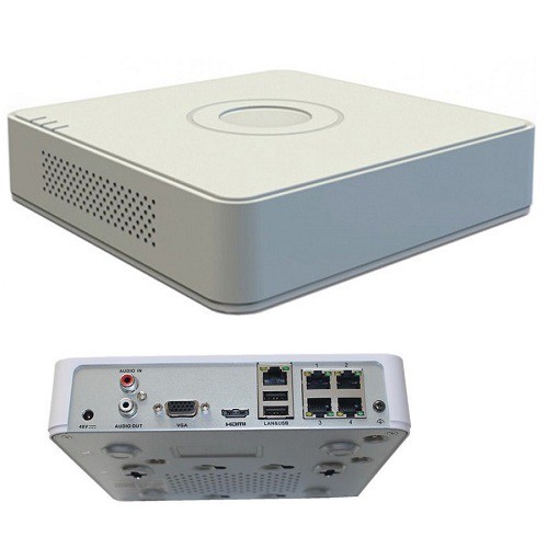 Đầu ghi hình IP 4 kênh vỏ sắt hỗ trợ 4 kênh POE Hikvision DS-7104NI-Q1/4P bảo hành 2 năm .