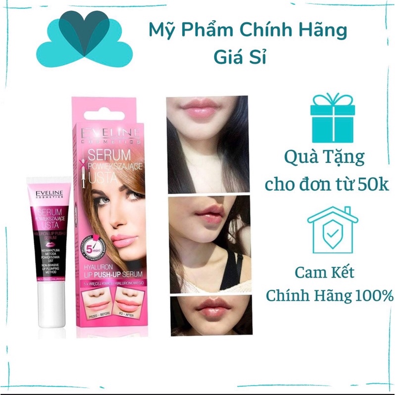 Serum làm hồng, dày và đầy môi EVELINE Hyaluron Lip Push-Up