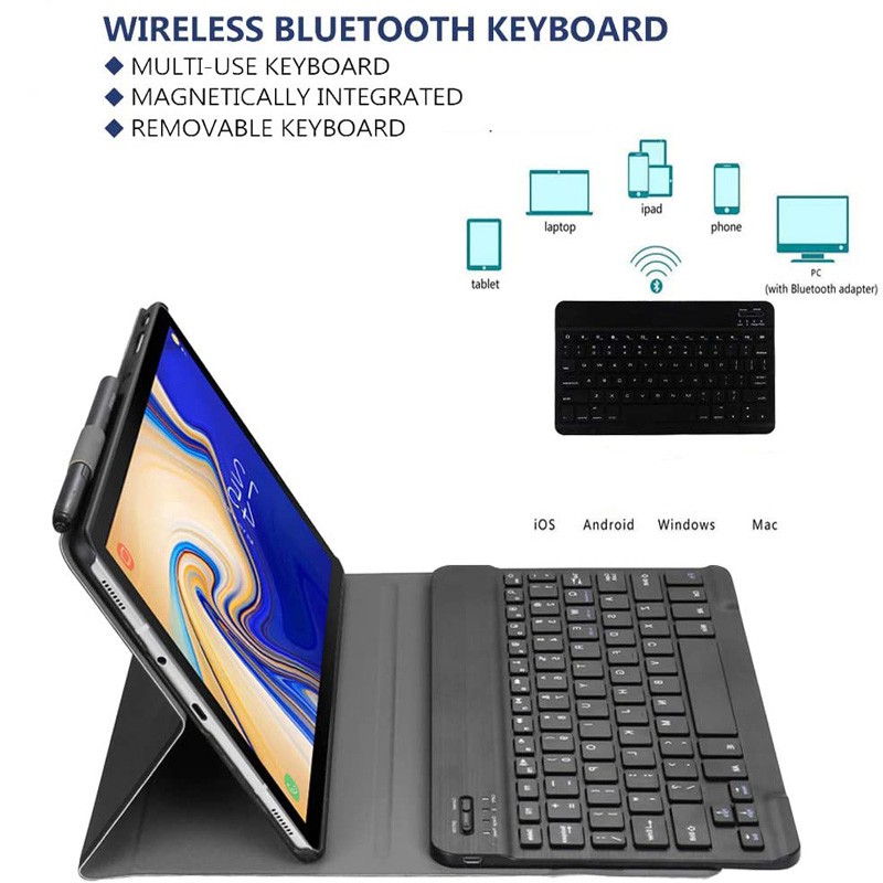 Ốp Máy Tính Bảng Có Bàn Phím Bluetooth 7 Màu Cho Samsung Galaxy Tab S4 S5e S6 S7 S7 FE A7 Lite A7 S6 Lite 10.4 Samsung Galaxy Tab A 8.0 8.4 10.1 10.5