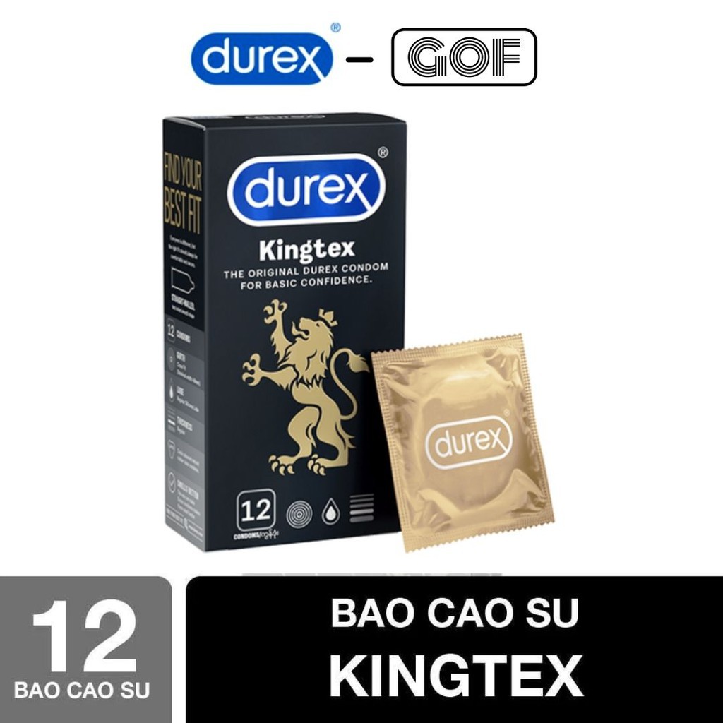 Bao Cao Su Durex Kingtex ⚡CHÍNH HÃNG⚡ 12 Bao ôm Sát ( đường kính 49mm)
