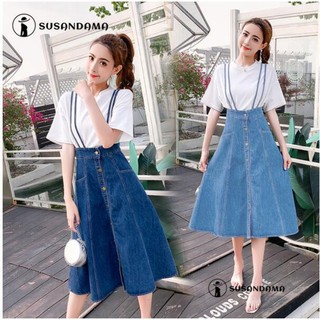 Đầm jean xòe hở lưng phong cách Hàn Quốc thanh lịch dành cho nữ