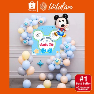 Set Bóng Sinh Nhật PO-P002 ĐẦY ĐỦ PHỤ KIỆN KÈM PHÔNG NỀN IN TÊN BÉ - Tôi Tự Làm