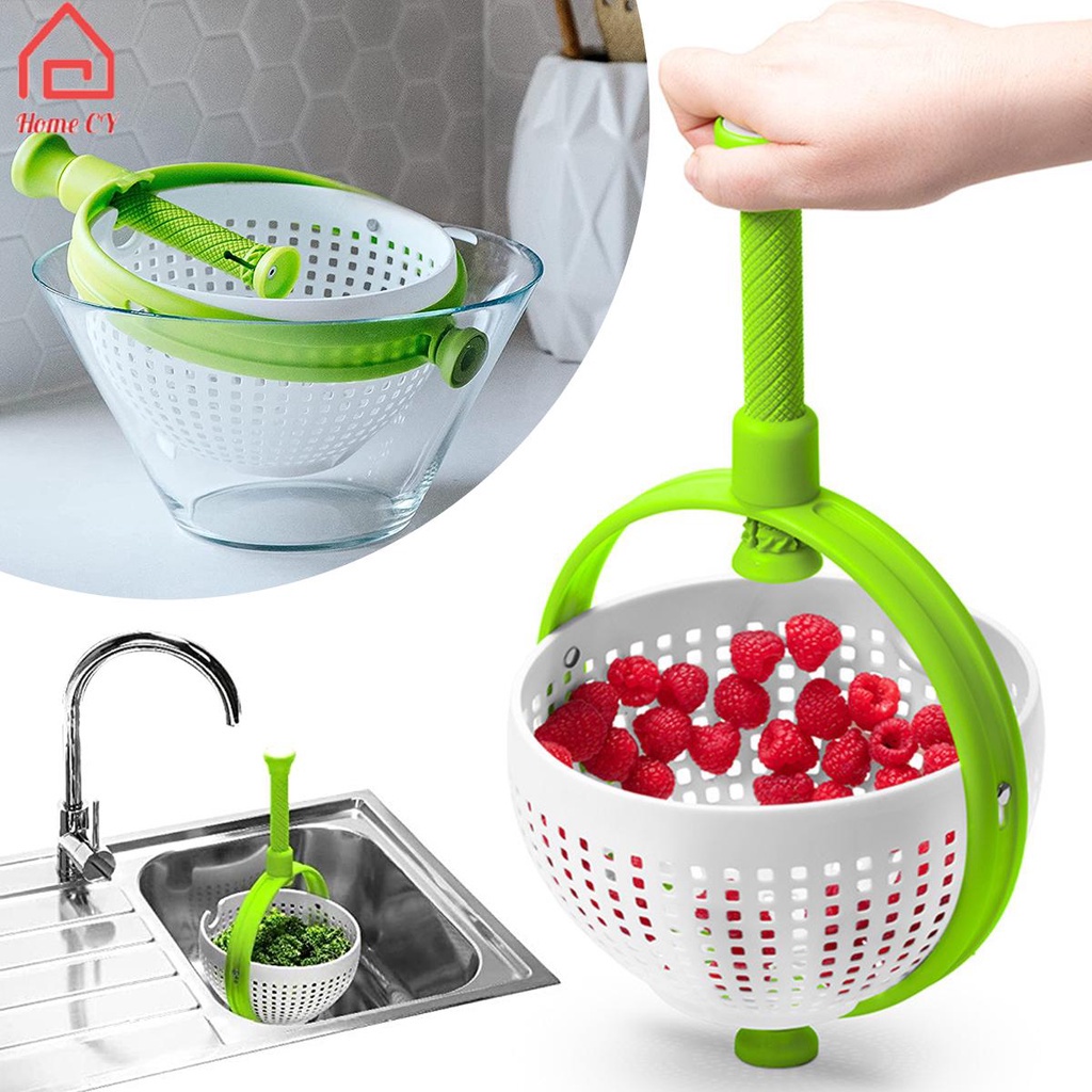 Bộ Rổ Quay Làm Ráo Nước Rau Củ Quả  Đa Năng Có Tay Cầm Xoay Làm bằng Nhựa Tiện Dụng Cho Nhà Bếp