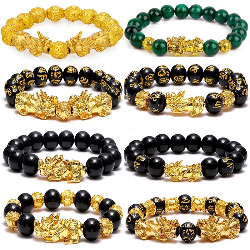 Vòng Tay Chuỗi Hạt Đá Obsidian Phong Thủy Thời Trang Unisex