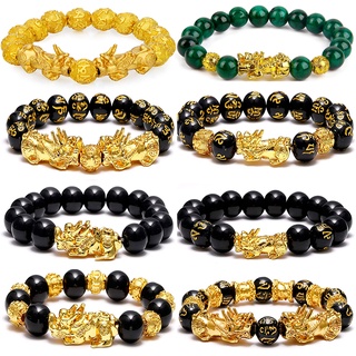 Nam nữ phong thủy đen obsidian hạt vòng tay / pixiu obsidian hạt đá pix iu biểu tượng may mắn vòng tay