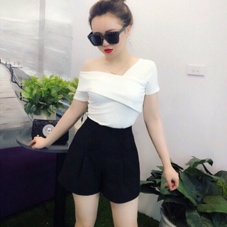 Áo thun trễ vai ảnh thật