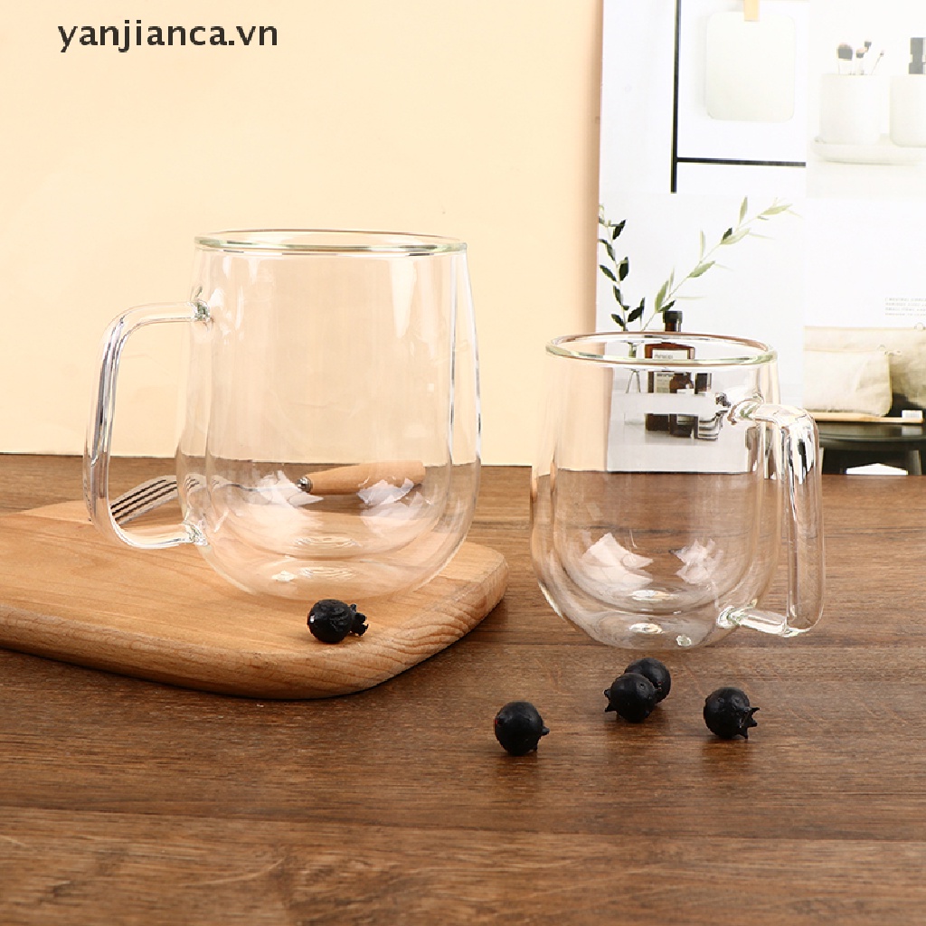 Ly thủy tinh hai lớp trong suốt chịu nhiệt dùng uống bia/cà phê/trà sữa