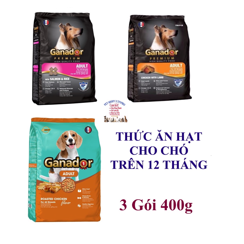 3 Gói Thức ăn hạt cho Chó trưởng thành Ganador Gói 400g Thương hiệu từ Pháp Dinh dưỡng tốt nhất cho tất cả các giống Chó