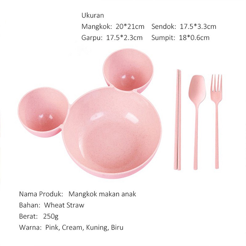 Bộ Tô Muỗng Nĩa Đũa Hình Chuột Mickey Dễ Thương Cho Bé