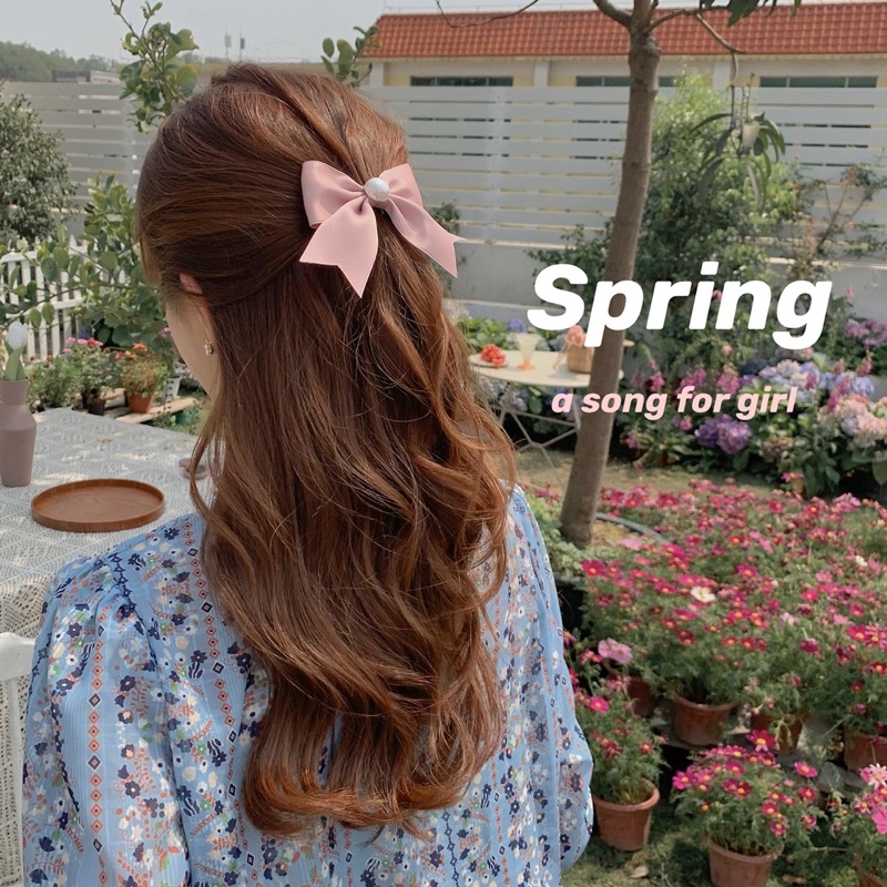 Nơ kẹp tóc đính hạt ngọc trai nhân tạo dễ thương N44