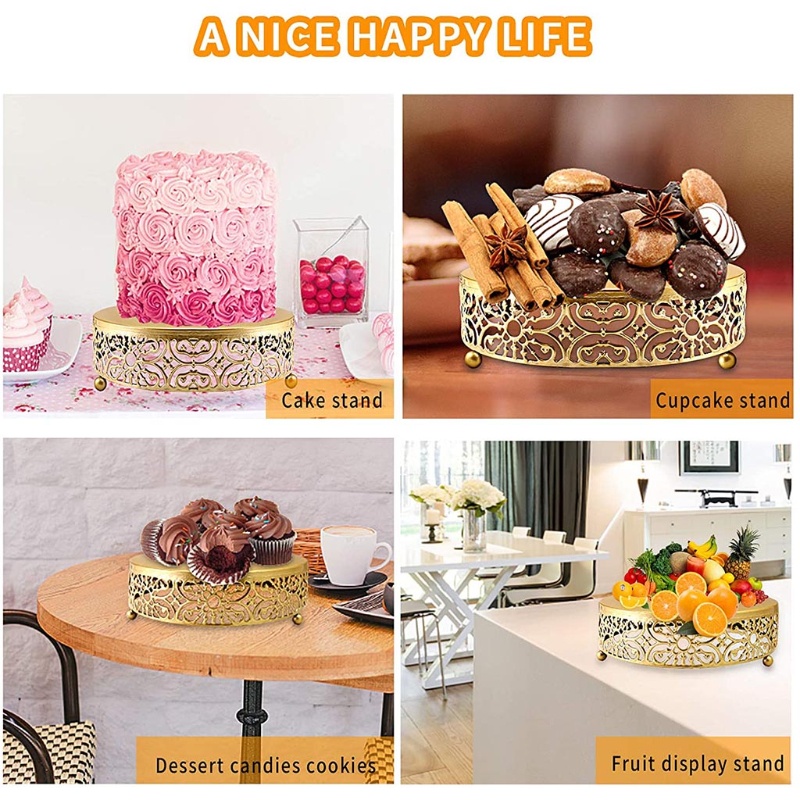 Giá Đỡ Trưng Bày Bánh Kem / Phô Mai / Bánh Tráng Miệng Hình Tròn Rỗng Bằng Kim Loại 8 12 Inch