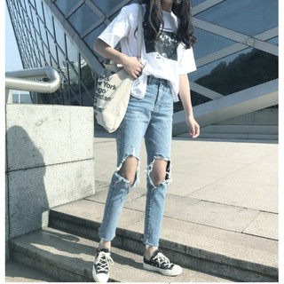 Quần bò rách gối hàng quảng châu