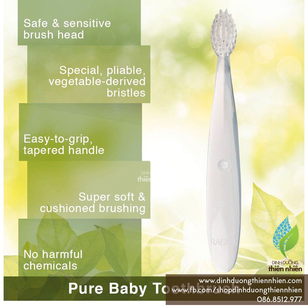 Bàn Chải Đánh Răng Lông Tròn Siêu Mềm Radius Pure Baby, Dành Cho Trẻ Em trên 6 tháng