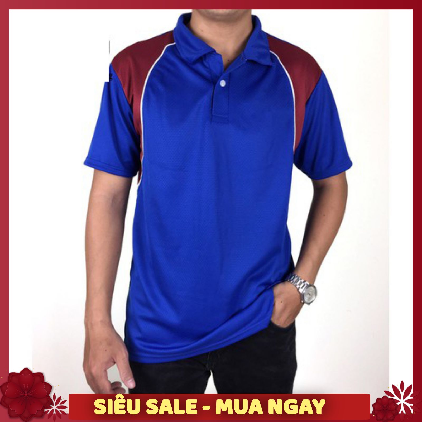 Áo Thun Nam Thể Thao Vải Dày Thoáng Khí Siêu Mát Freesize Dưới 65kg có tay ngắn Phối Vai CÓ CỔ TRỤ | BigBuy360 - bigbuy360.vn