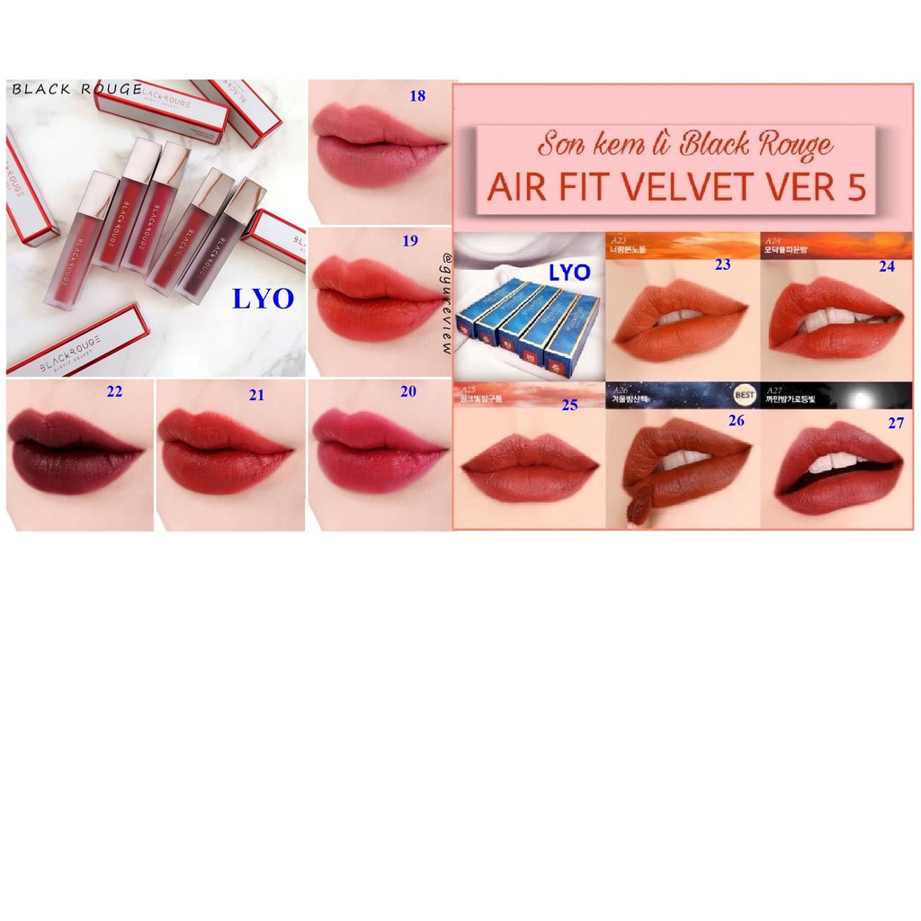 Son Kem Lì Black Rouge Air Fit Velvet Tint (màu 18-27) ver 5 và ver 4 | BigBuy360 - bigbuy360.vn