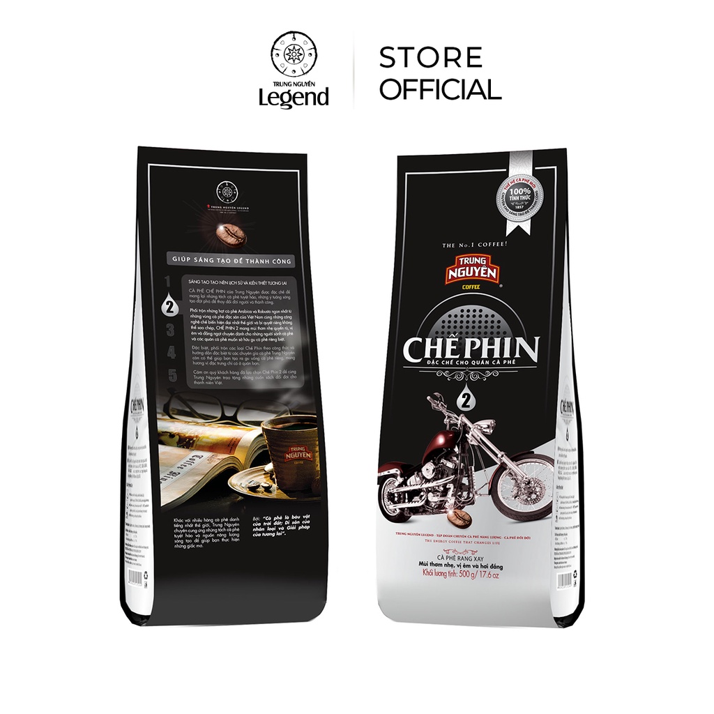 Combo 2 Bịch Cà phê Rang Xay - Chế Phin 2 - Trung Nguyên Legend - 500gr - Robusta, Arabica