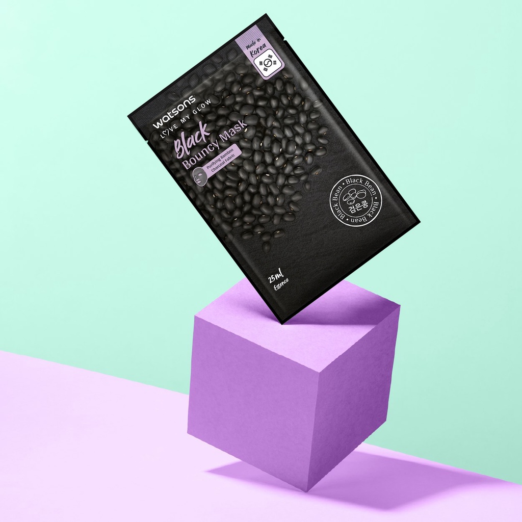 Mặt Nạ Watsons Black Bouncy Mask Black Bean Giúp Da Căng Mịn 25ml