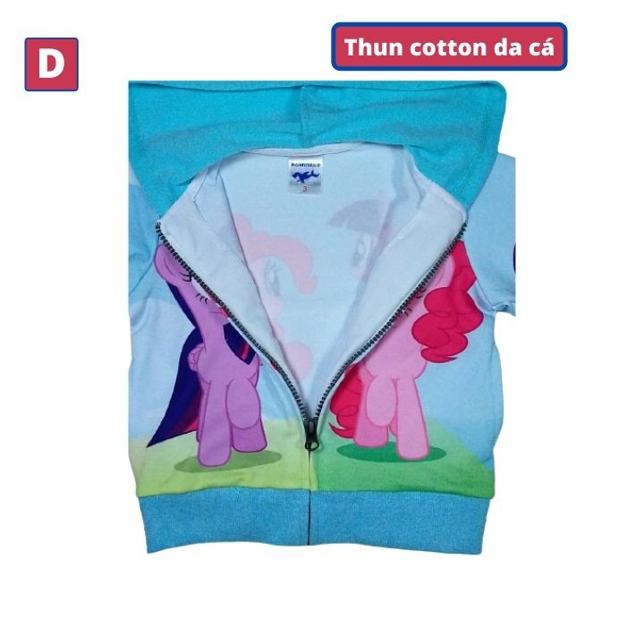 Áo khoác bé gái hình Pony từ 11-43kg - Thun cotton da cá in 3D cực chất- Tomchuakids