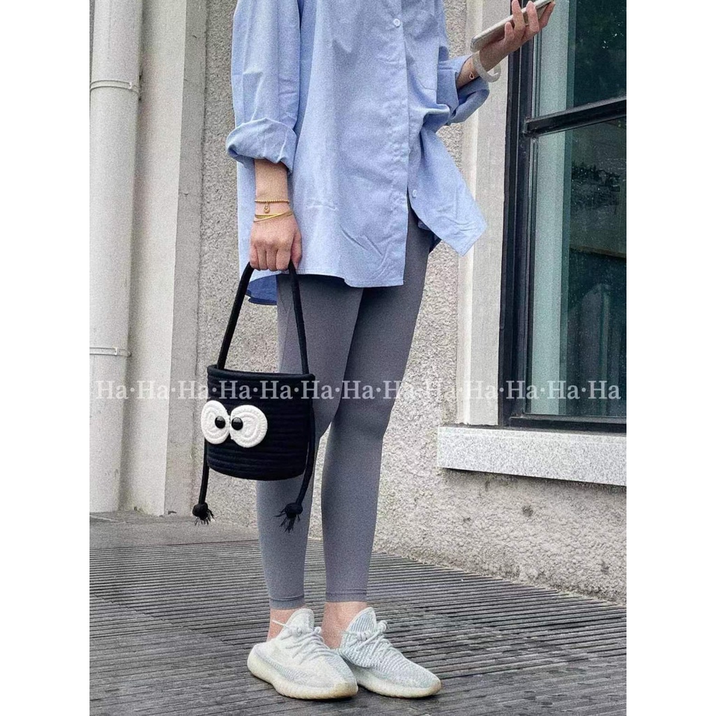 Giỏ Xách Vải cotton Dệt Tay Họa Tiết Hoạt Hình Vui Nhộn