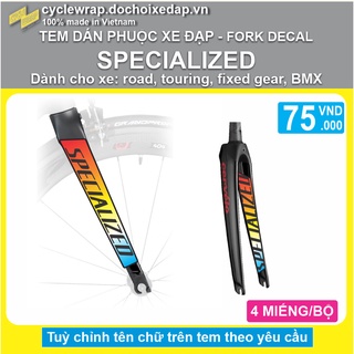 Tem decal dán phuộc càng trước xe đạp đua đường trường touring gravel fixed gear SPECIALIZED | Fork PVC Decal| CycleWrap