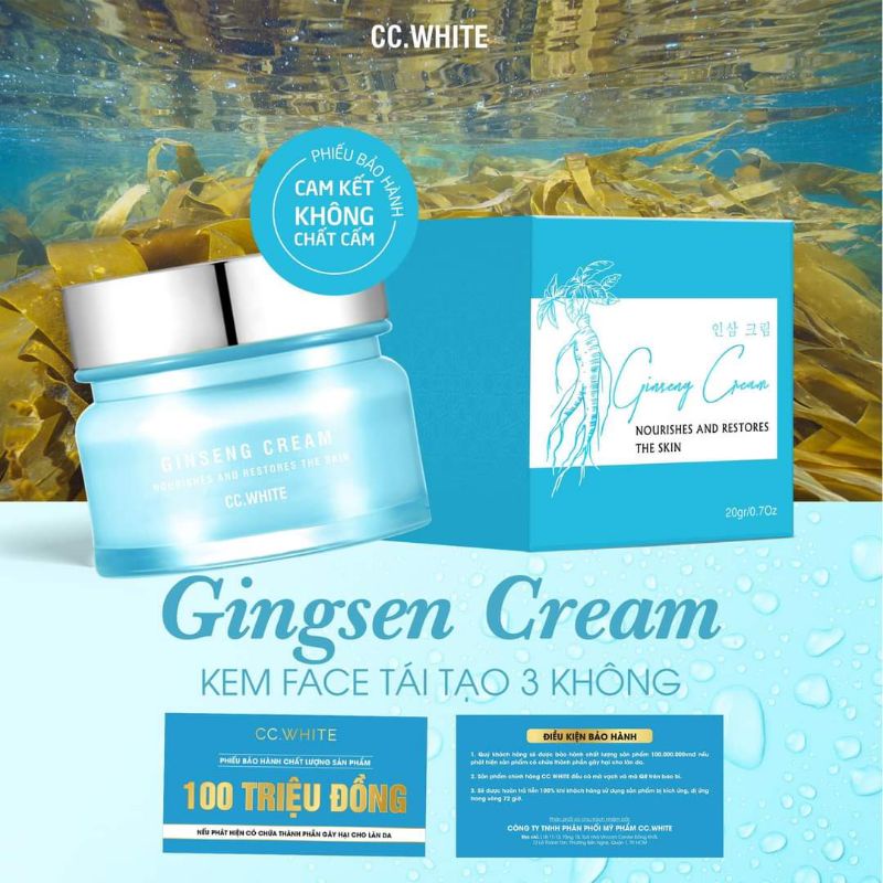 Kem face tái tạo CC WHITE tặng mặt nạ  Còn hàng