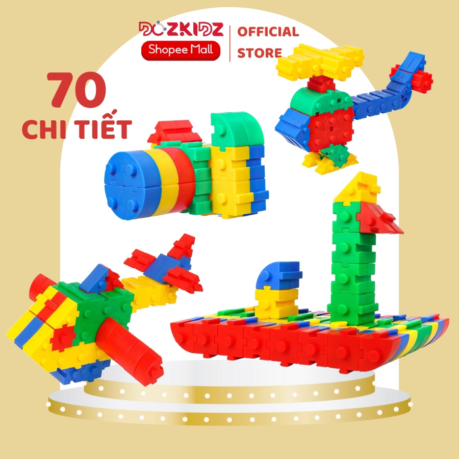 Đồ chơi xếp hình lắp ráp 70 CHI TIẾT sáng tạo và phát triển tư duy cho bé - Dozkidz