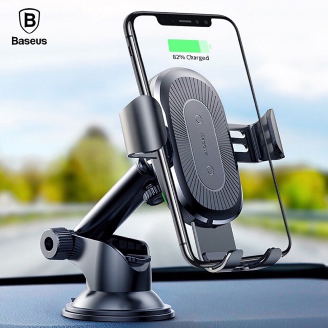 Bộ đế giữ điện thoại khóa tự động tích hợp sạc không dây dùng cho xe hơi Baseus (Wireless Charger Gravity Car Mount)