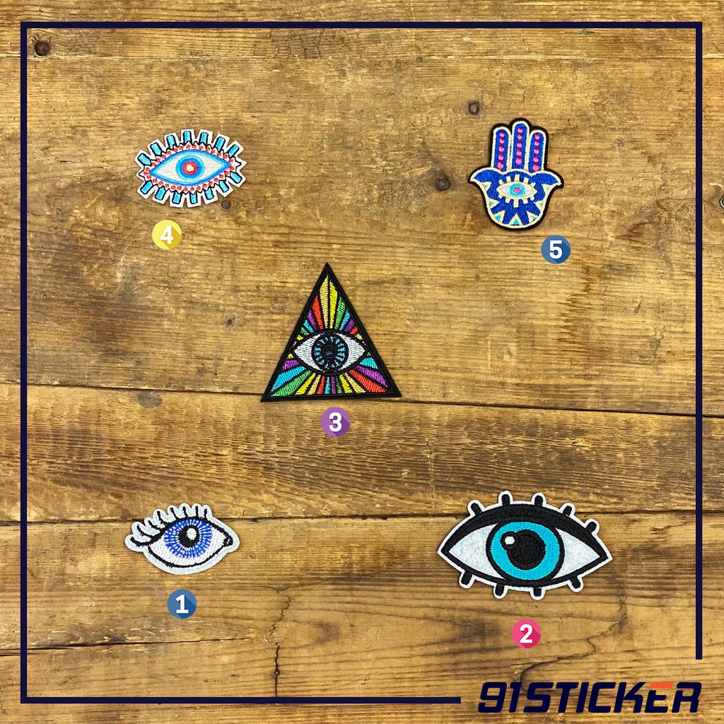Miếng ủi lên vải, quần áo, đồ jeans, cặp sách hình con mắt illuminati các loại
