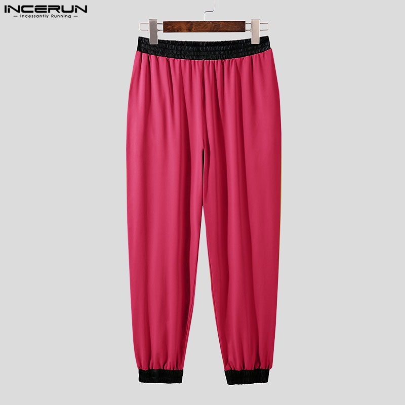 INCERUN Quần Dài Lưng Thun Phối Màu Thời Trang Cho Nam Có 3 Màu Lựa Chọn