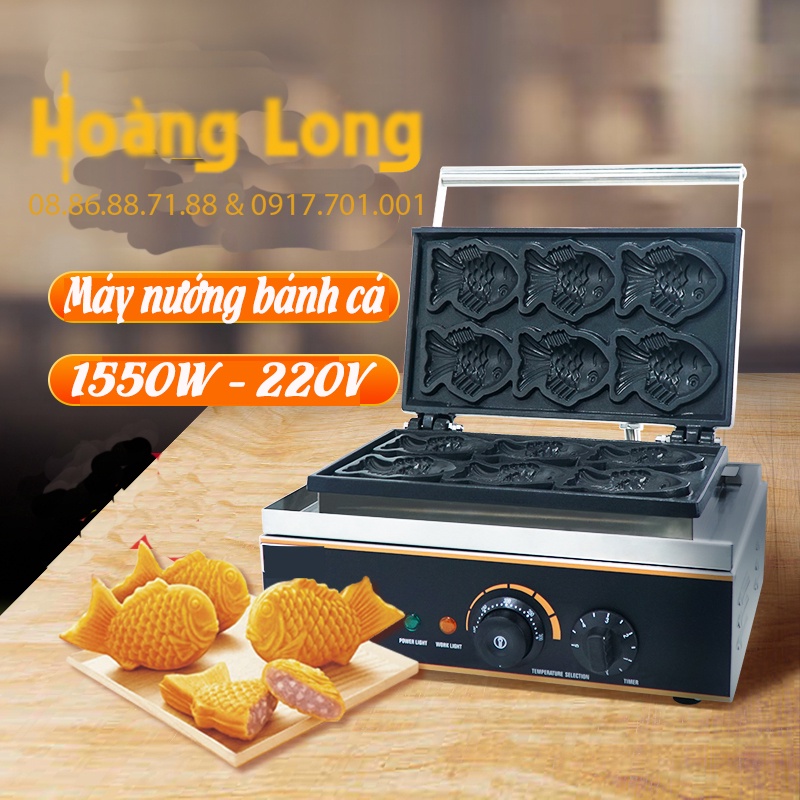 Máy Nướng 6 Con Cá Nhật Bản Taiyaki Fy112 Japanese Fish Type Waffle Maker Electric 220v Machine