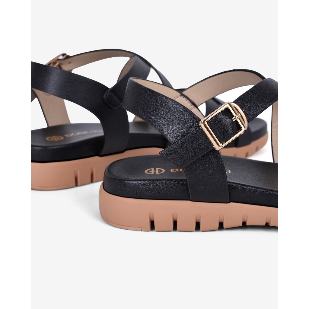Giày Sandal nữ Đông Hải thiết kế Ankle - Strap da bò cao cấp quai đan chéo nữ tính đế cao su 3cm  - S32B1